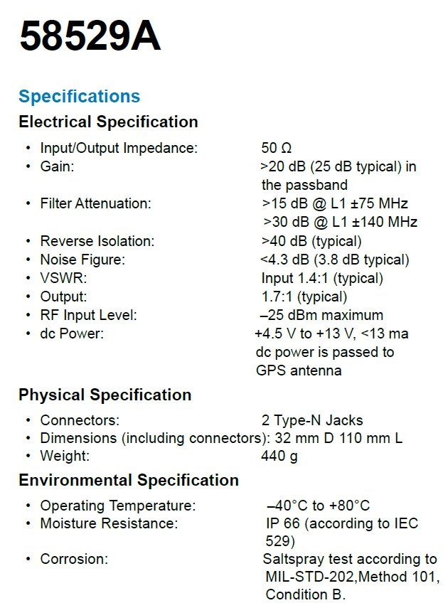 Typisk tendens udslettelse Symmetricom 58529A GPS L1 25dB 5V-12V In-Line Signal Amplifier with N –  ProStudioConnection LLC